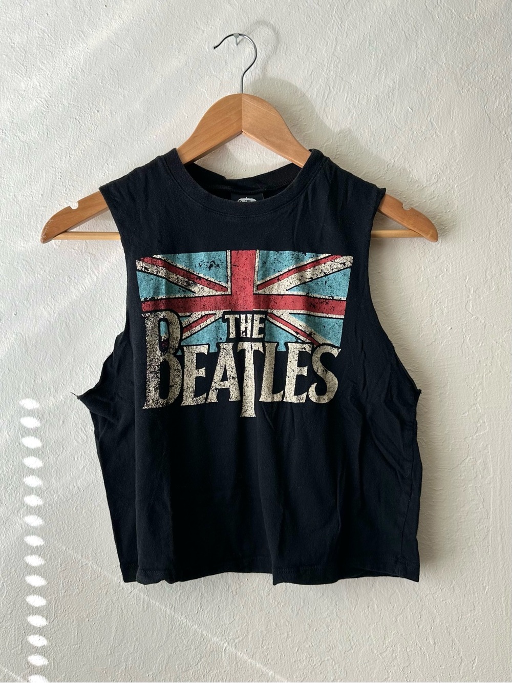 The beatles crop top women’s small black cotton muscle sleeveless tank